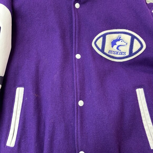 L - Purple + White Huskies HPSS Varsity Jacket - Picture 6 of 8